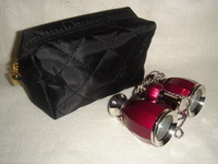 Театральный бинокль 4х30 вишневый с серебром в черной сумке 14х10х6см