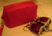 Театральный бинокль 4x30 вишня в красной сумке 14х10х6см