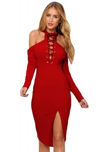 Красное платье со шнуровкой - купить 
