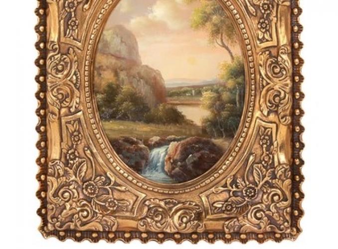 Картина маслом (ручн. работа) Пейзаж в резном прямоугольном багете