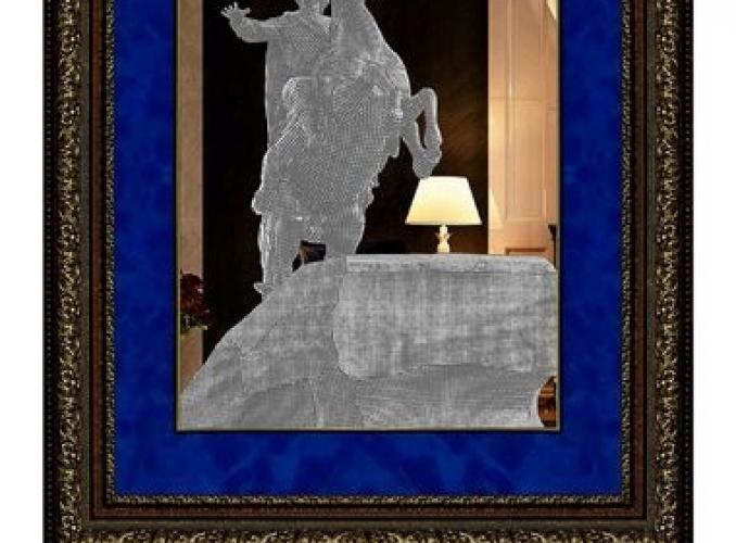 Картина зеркальная Медный всадник 48*58 см с синим паспарту