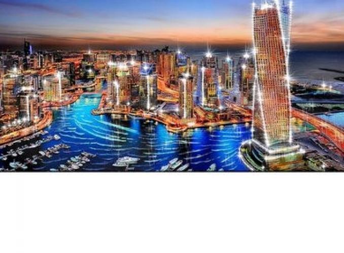 Картина на оргстекле со стразами Дубай-Крик 100*50 см