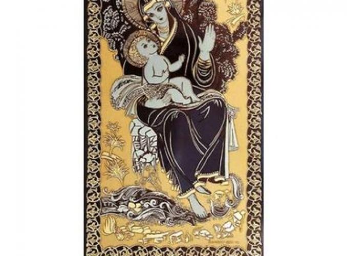Гравюра Мария с младенцем