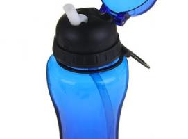 Фляжка-бутылка велосипедная 500 мл, фигурная с мет. дном, с крышкой, микс, 8х23 см